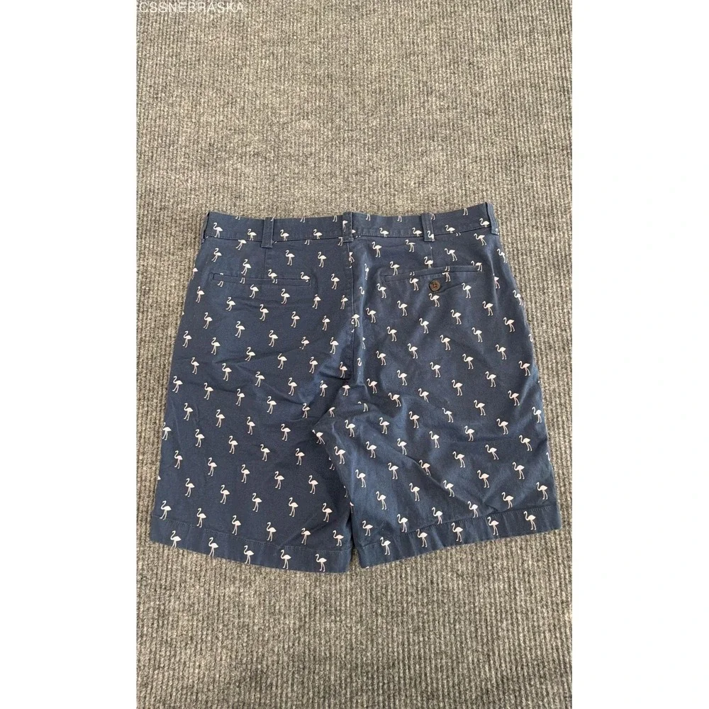 J.Crew Men's Navy Blue Flamingo Print Chino Shorts 9